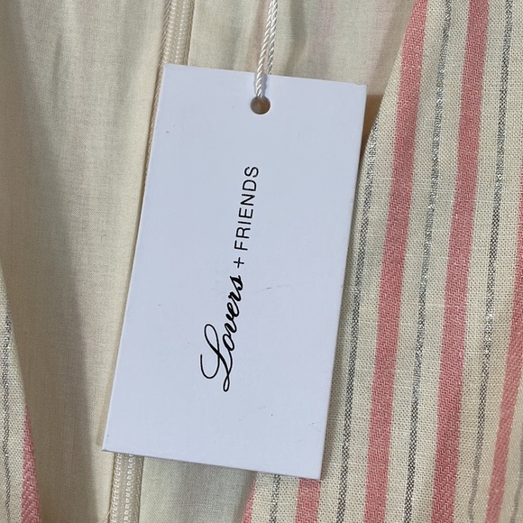 Lovers + Friends Dress XS Blush Pink Stripe Haven NWT Deep V Neckline - Picture 5 of 14